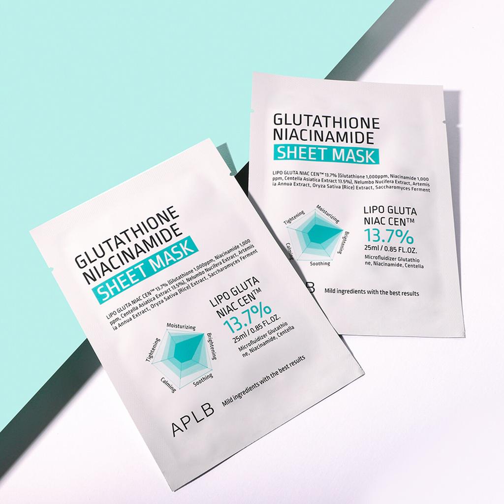 APLB Glutathione Niacinamide Sheet Mask – brightening and hydrating face mask