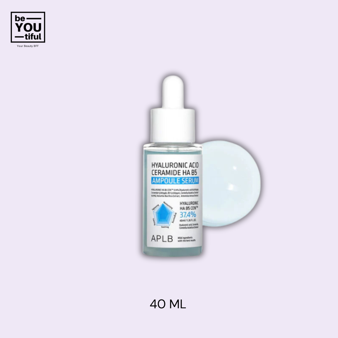 APLB Hyaluronic Acid Ceramide HA B5 Ampoule Serum 40ml bottle on light purple background