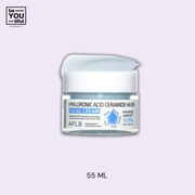 APLB Hyaluronic Acid Ceramide Facial Cream container  55ml on light purple background