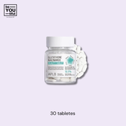 APLB Glutathione Niacinamide Beauty Tablet bottle on light purple background