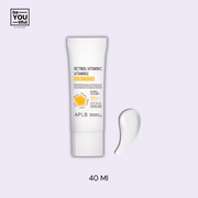 APLB Retinol Vitamin C Vitamin E Sunscreen 40 ml Container on light purple background