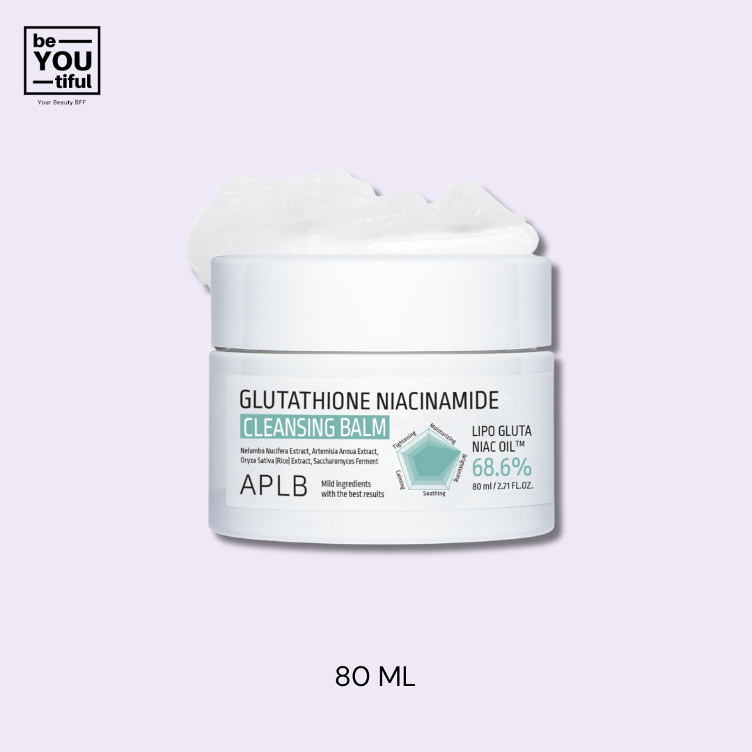 APLB Glutathione Niacinamide Cleansing Balm  container on light purple background