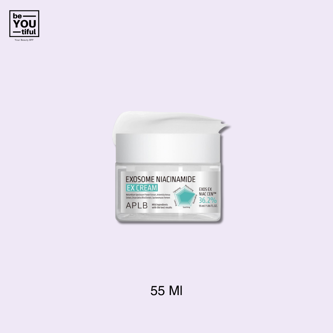 APLB EXOSOME NIACINAMIDE EX CREAM bottle on the light purple background
