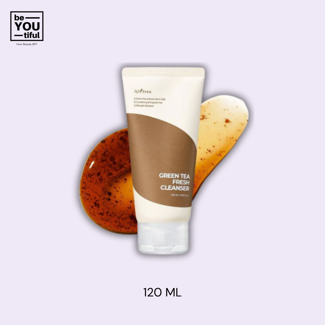 Isntree Green Tea Fresh Cleanser  120ml bottle on light purple background