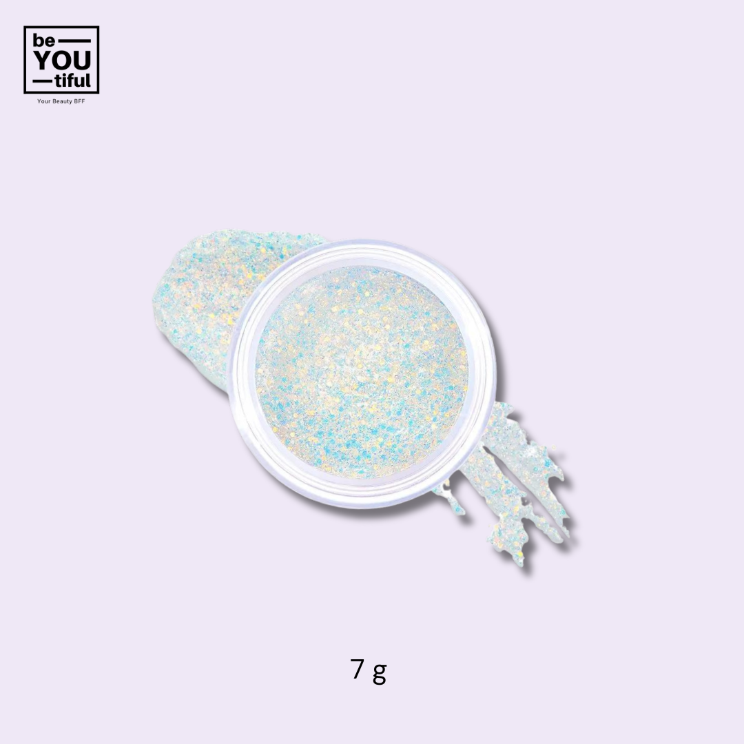 Unleashia Get Loose Glitter Gel N°3 Gold Obsessor 7g on light purple background