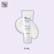 Skin Food Blue Chamomile Hyaluronic Cream Tube  70 ml on light purple background