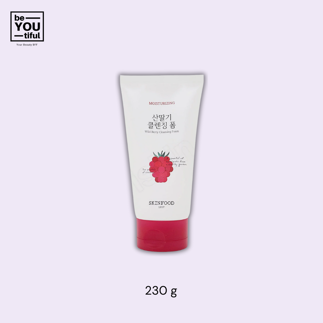 Vege Garden Cleansing Foam Wild Berry Tube  230 g on light purple background