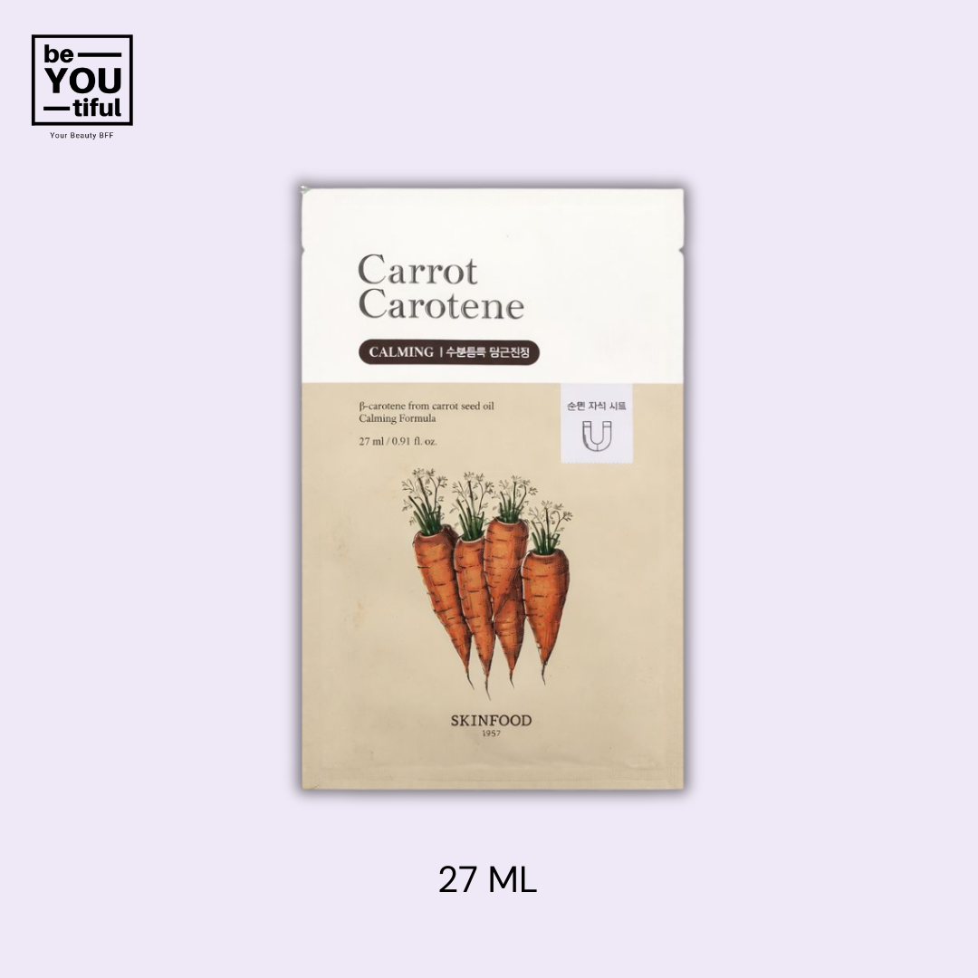 Carrot Carotene Mask 27ml on light purple background