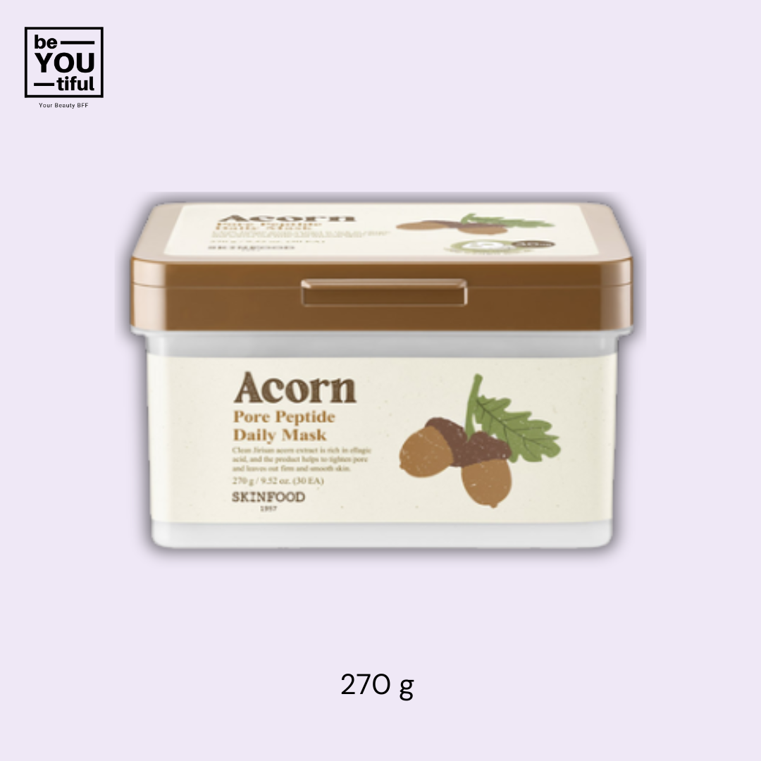 Acorn Pore Peptide Daily Mask 270 g Container on light purple background