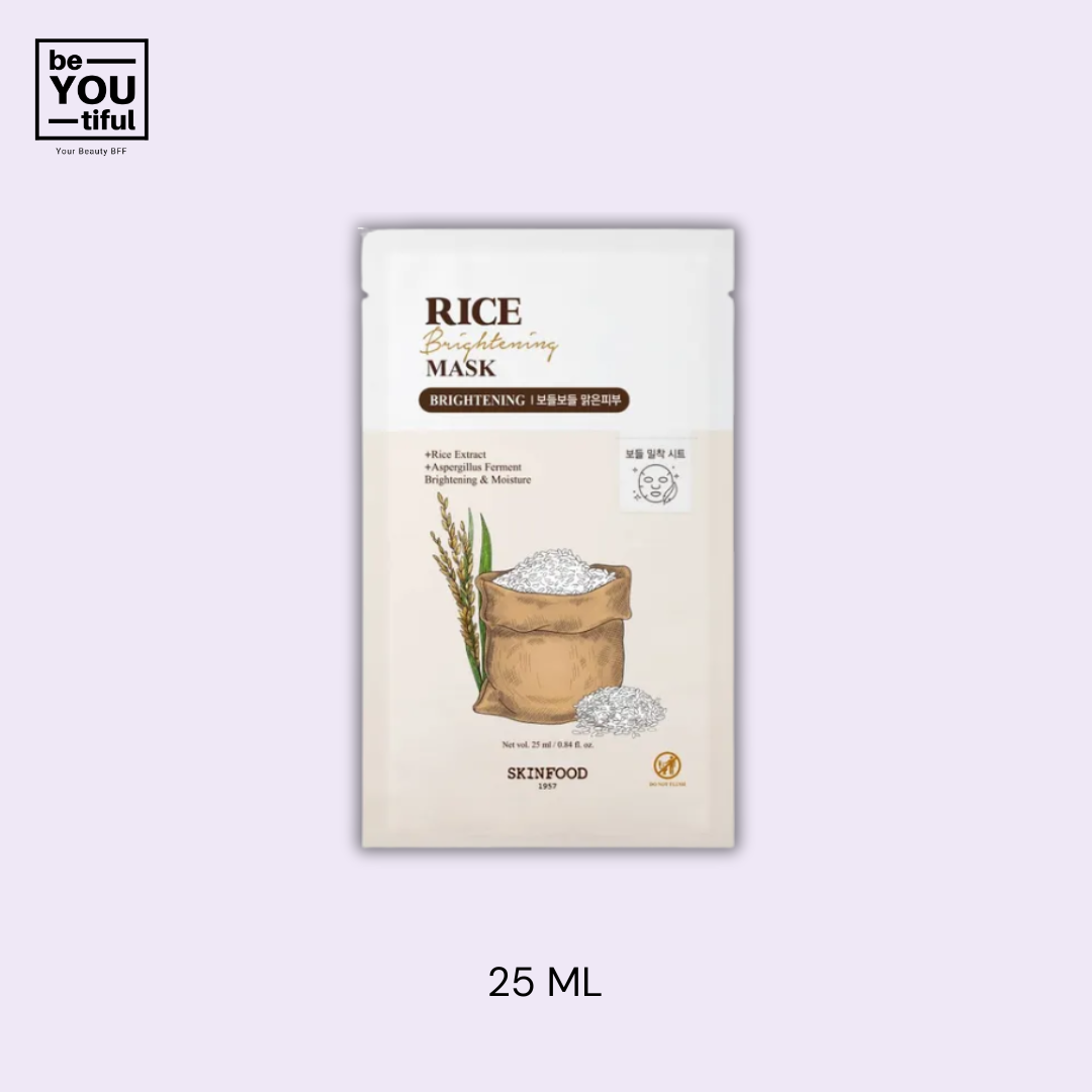 Rice Brightening Daily Mask 25ml on light purple background