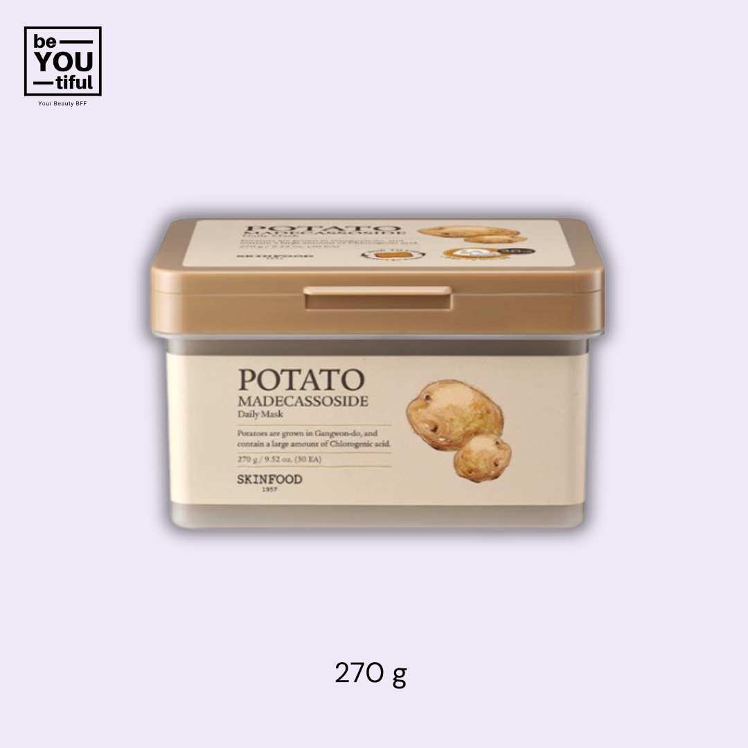 Potato Madecassoside Soothing Pad Global 270g Container on light purple background