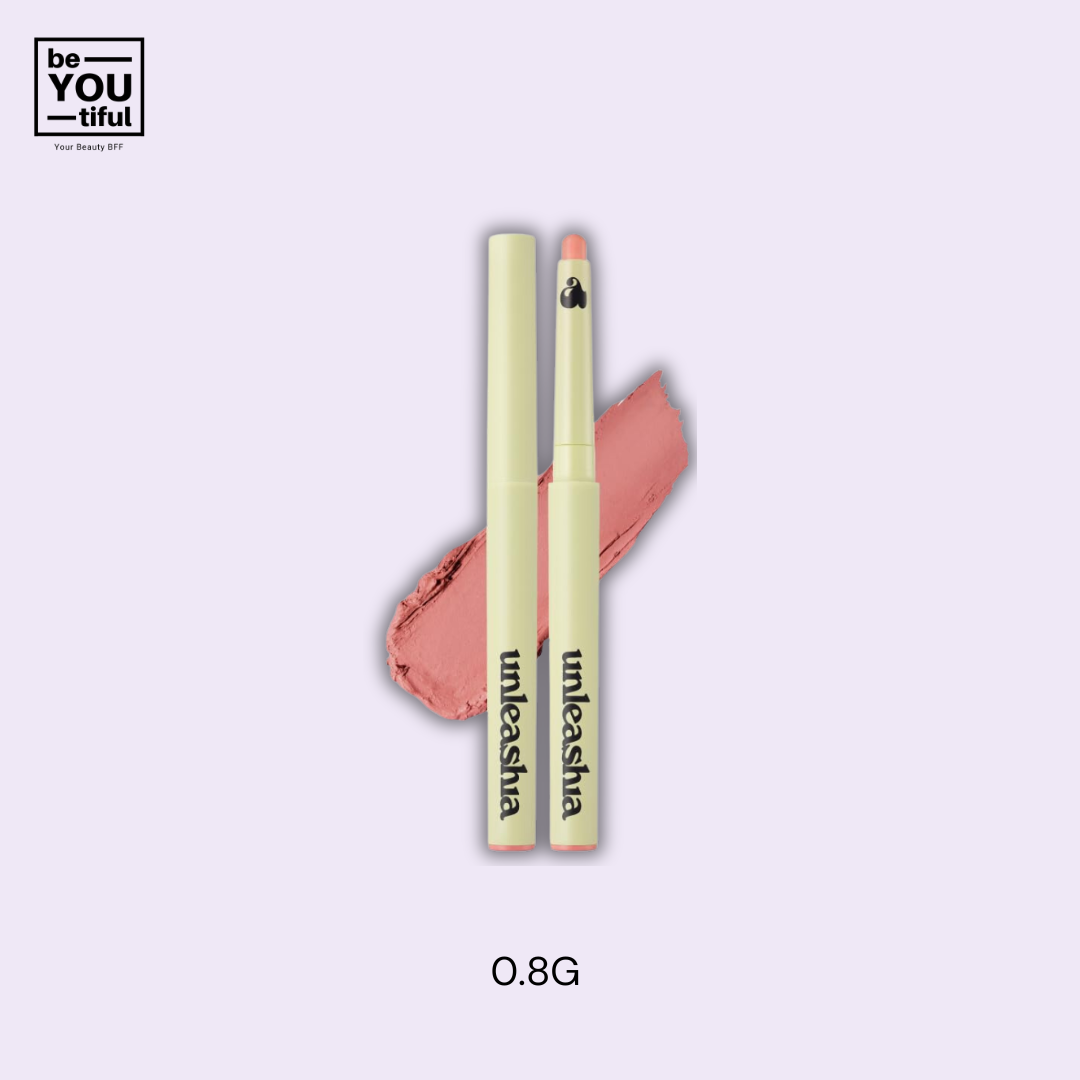Unleashia Oh! Happy Day Lip Pencil N2 Keep Smile 0.8g case on light purple background