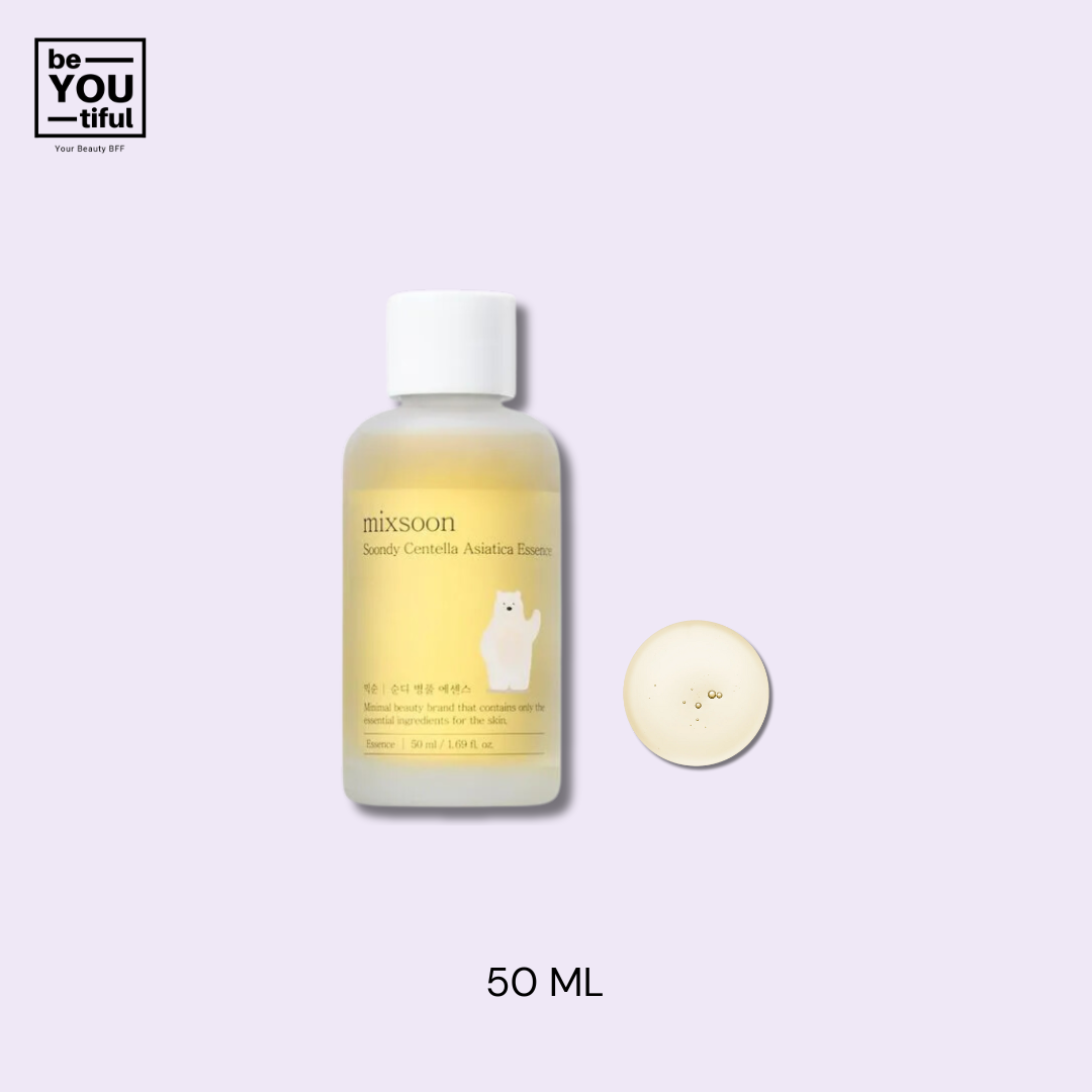 Mixsoon Soondy Centella Asiatica Essence 50ml bottle on light purple background