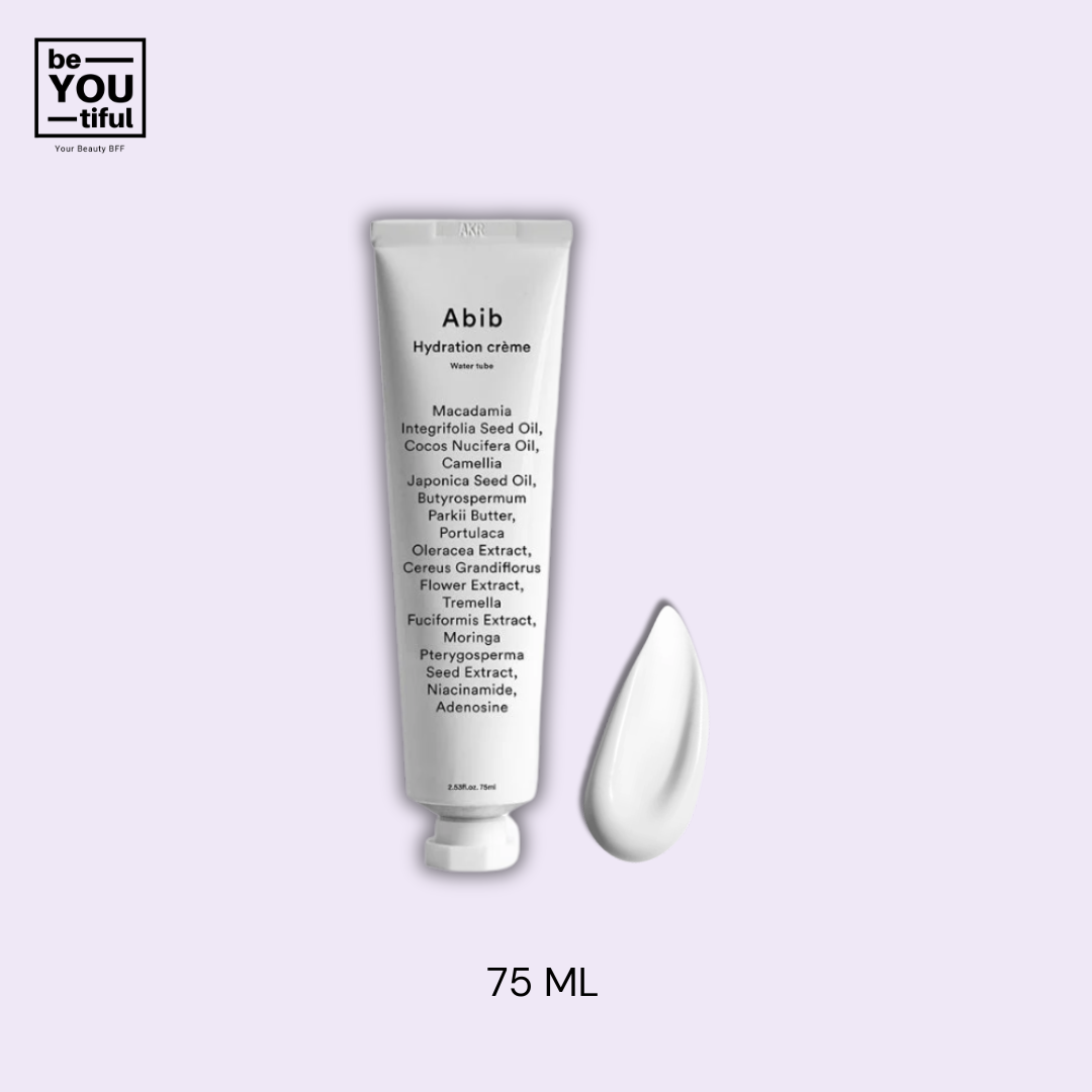 Abib Hydration Creme Water Tube 75ml Tube on light purple background