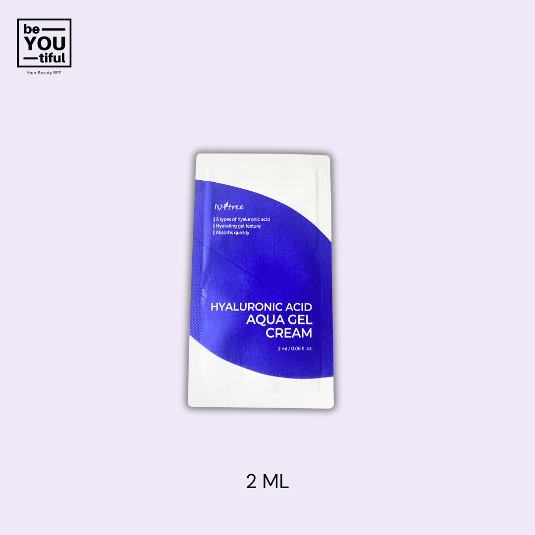 Isntree Hyaluronic Acid Aqua Gel Cream  2ml Sachet on light purple background