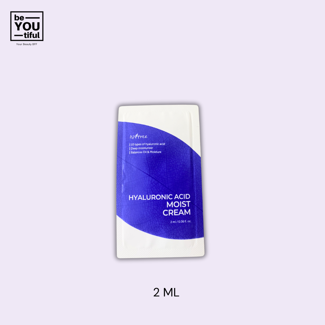 Isntree Hyaluronic Acid Moist Cream  2ml Sachet on light purple background