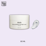 Abib Rice Probiotics Overnight Mask Barrier Jelly 80ml bottle on light purple background