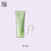 Abib Heartleaf Mild Sunscreen Relief Tube  on light purple background
