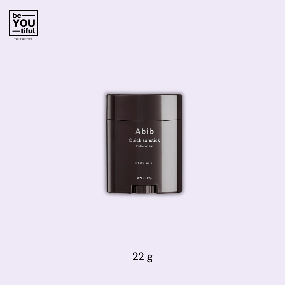 Abib Quick Sunstick Protection Bar 22g on light purple backgroundg