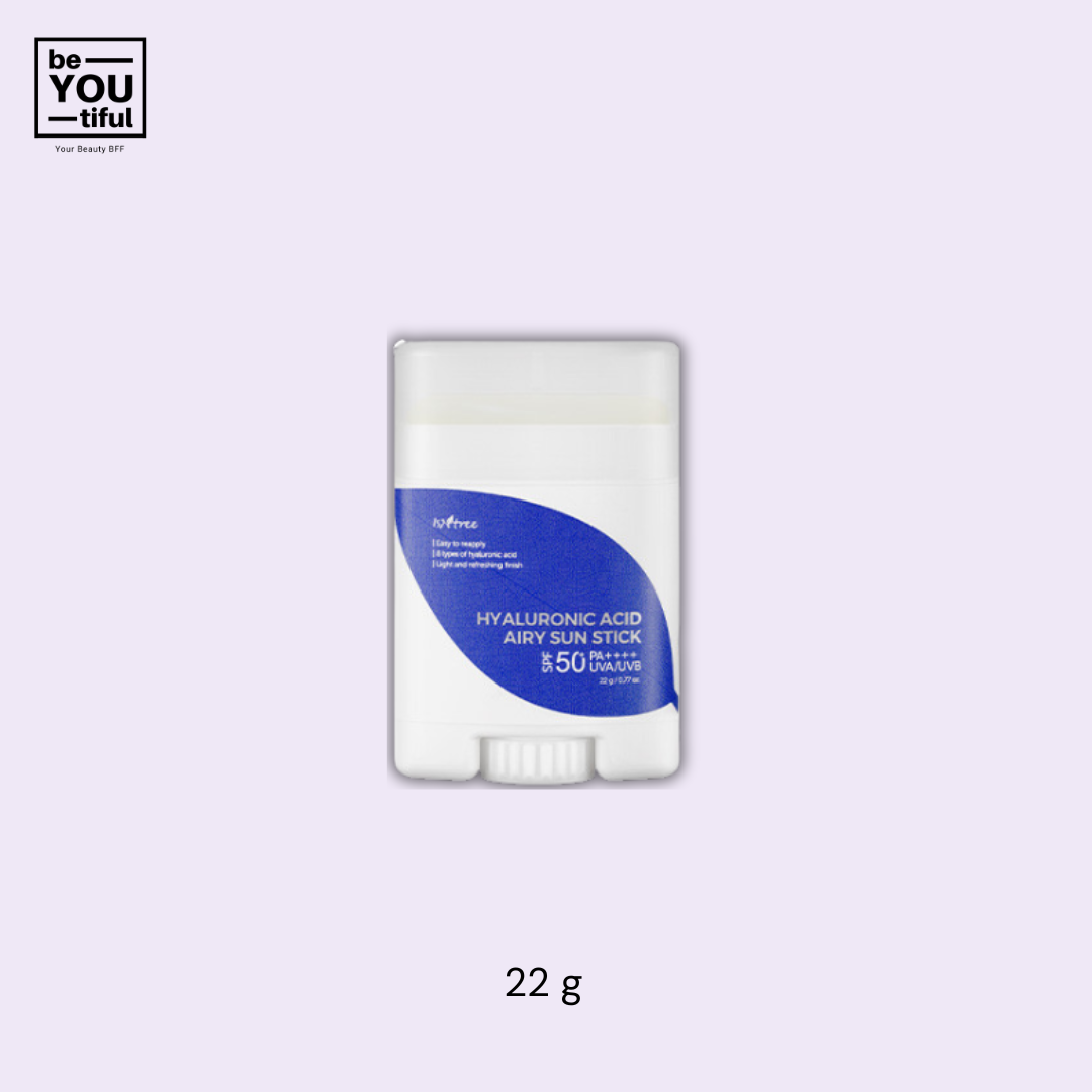 Isntree Hyaluronic Acid Airy Sunstick  22G Stick on light purple background