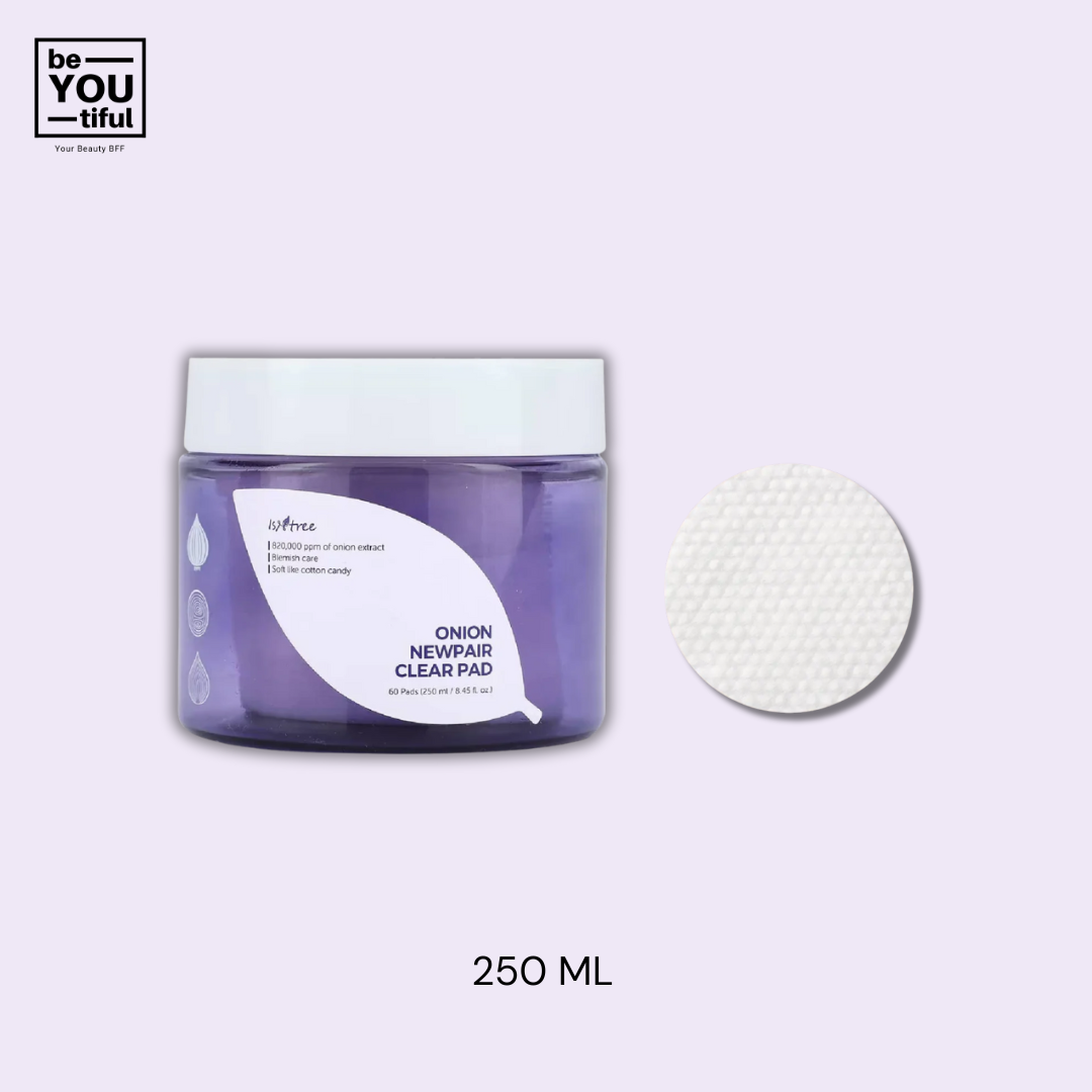 Isntree Onion Newpair Clear Pad 250ML on light purple background