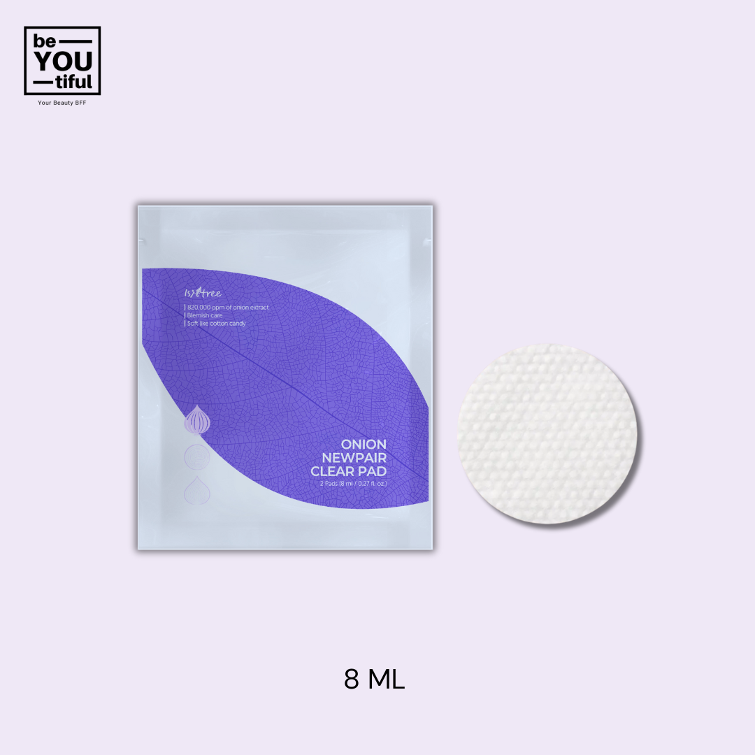 Isntree Onion Newpair Clear Pad 8ML on light purple background