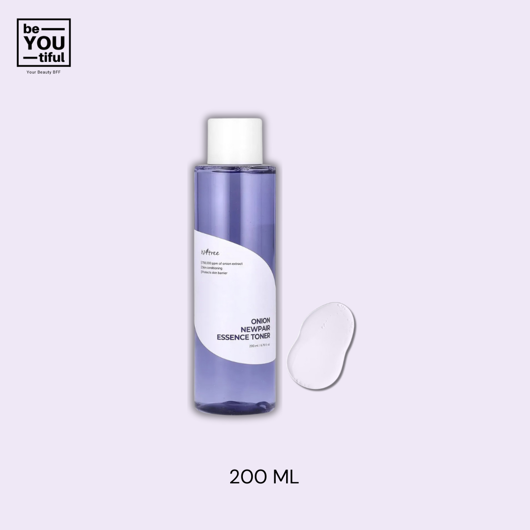 Isntree  Onion Newpair Essence Toner 200ml bottle on light purple background