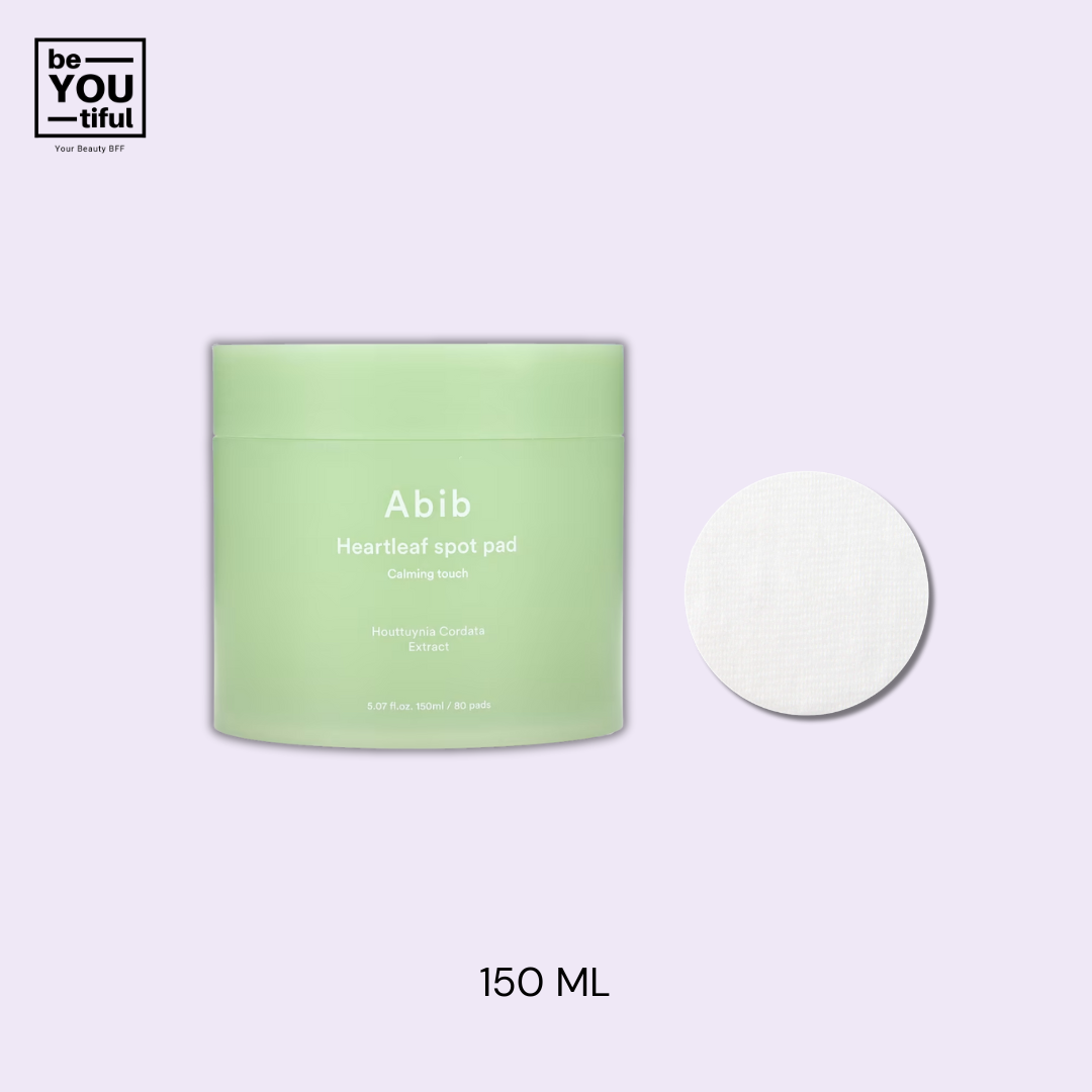 Abib Heartleaf Spot Calming Pad 80 Pads bottle on light purple background