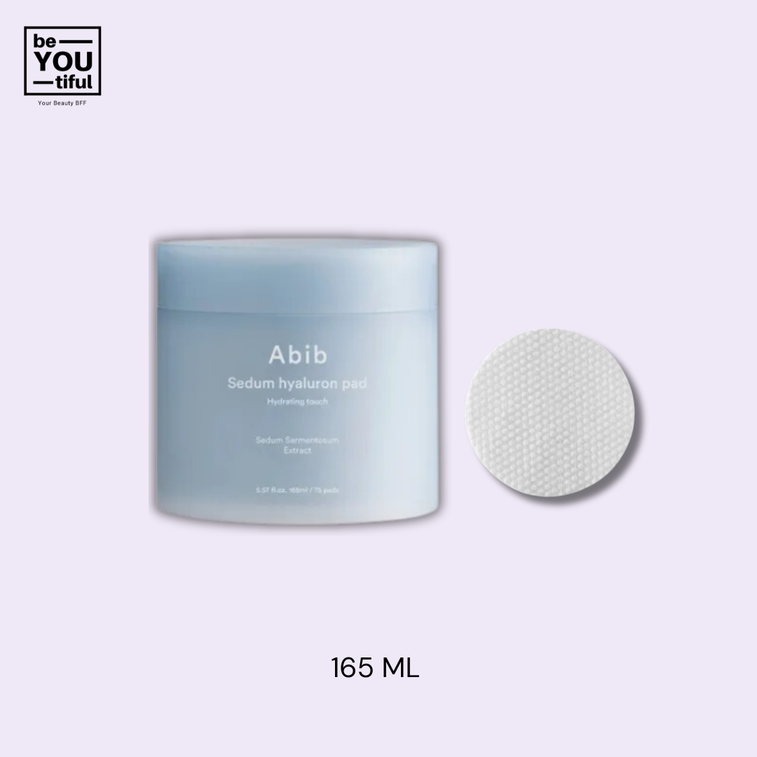 Abib Sedum Hyaluron Pad Hydrating Touch 75Pads bottle on light purple background