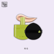 Green Cushion 25N Re-Feel ( Cartridge + Puff ) case on light purple background