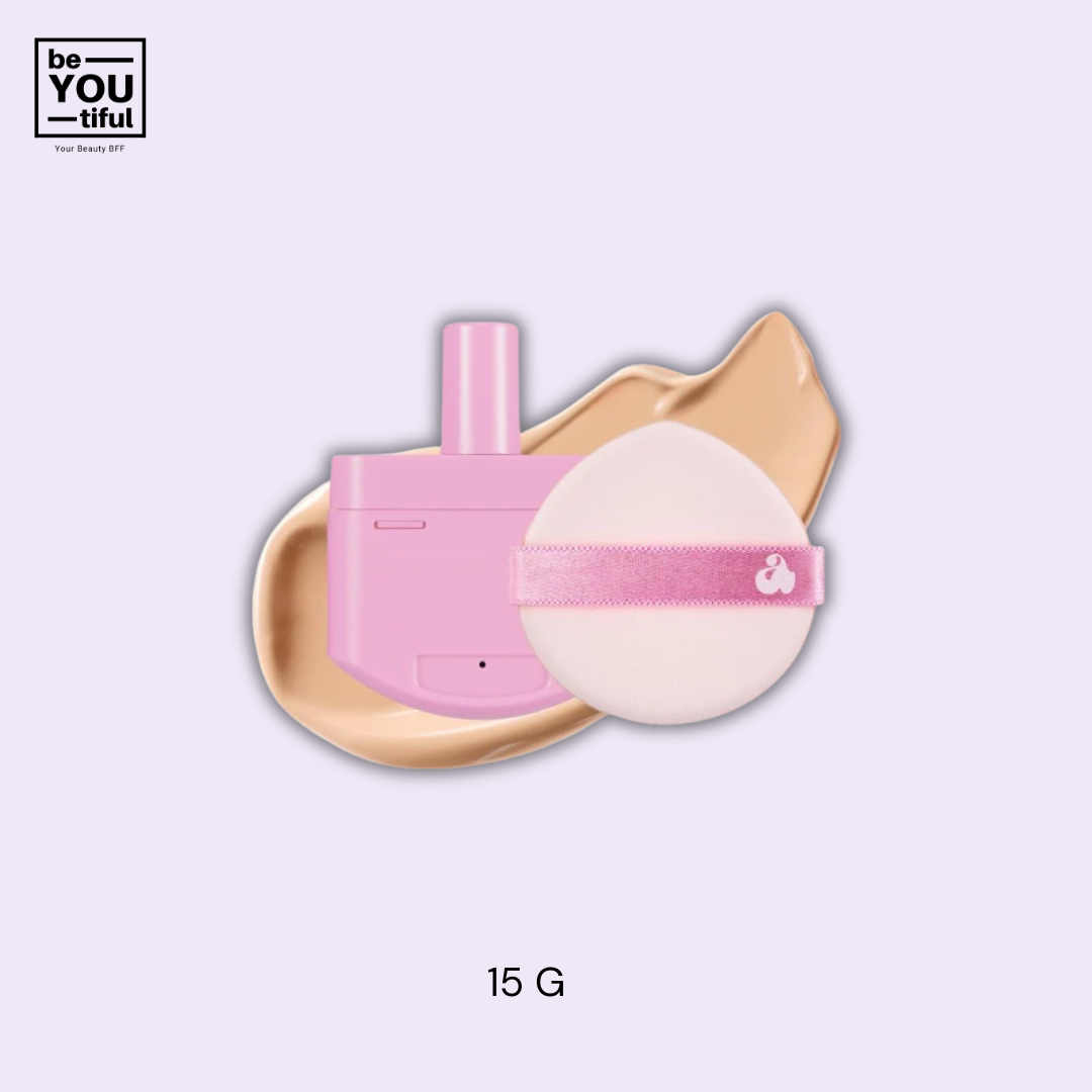 Pink Cushion 21N Re- Feel  ( Cartridge + Puff ) case on light purple background